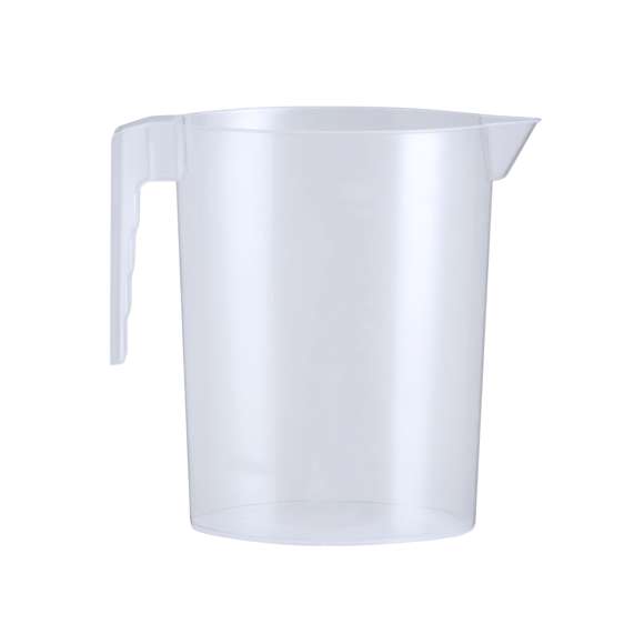 Jarra medidora de 2,2L fabricada en resistente PP transparente con asa. Con medidor lateral en tramos de 50 ml y vertedor en el borde para evitar derrames.