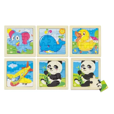 Producto personalizable Set De 5 Puzzles En Madera Natural "Junior"