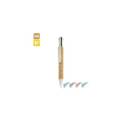 Producto personalizable Boligrafo 4 Colores Corcho Y Fibra De Trigo "Yako"
