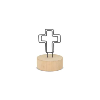 Producto personalizable Memo Clip Con Base De Madera "Cruci"