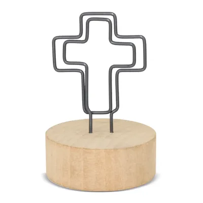 Producto personalizable Memo Clip Con Base De Madera "Cruci"