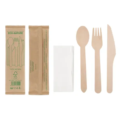 Producto personalizable Set De Cubiertos Madera 4 Pcs "Complec"
