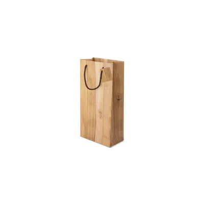 Producto personalizable Bolsa Papel Efecto Madera 2 Botellas "Abeto"
