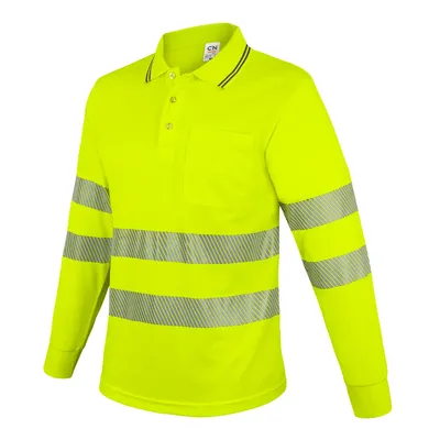 Producto personalizable Polo Manga Larga Con Bolsillo Y Bandas Reflectantes “Qvo”
