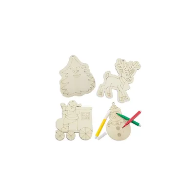Producto personalizable Set Piezas Madera Happy Christmas ( 4 Pcs)