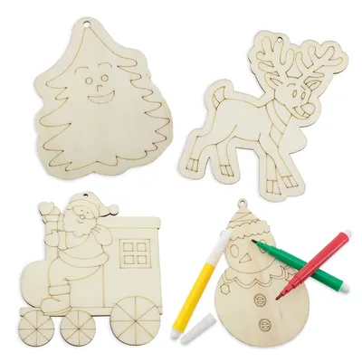 Producto personalizable Set Piezas Madera Happy Christmas ( 4 Pcs)