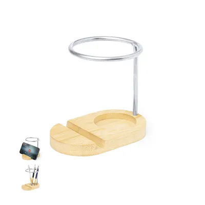 Producto personalizable Lapicero Soporte Furik de Bambú y Acero Inox | Escritorio Ecológico B2B