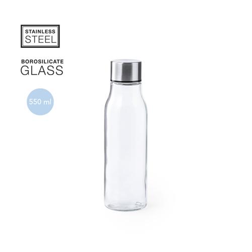 Bidón en alta calidad, de 550ml de capacidad. Fabricado en cristal de borosilicato, que ofrece una resistencia y durabilidad excepcionales, alargando su vida út