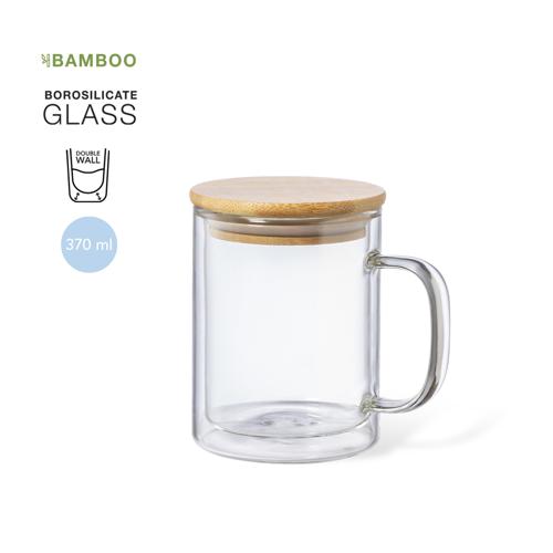Taza térmica de doble pared y 370ml de capacidad. Fabricada en cristal de borosilicato, que ofrece una resistencia y durabilidad excepcionales, alargando su vid
