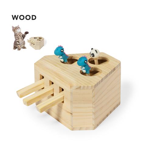 Juego para mascotas fabricado en madera. Divertido, seguro y fácil de usar: pulsando en las palancas aparecen 3 simpáticas figuras que despertarán la curiosidad