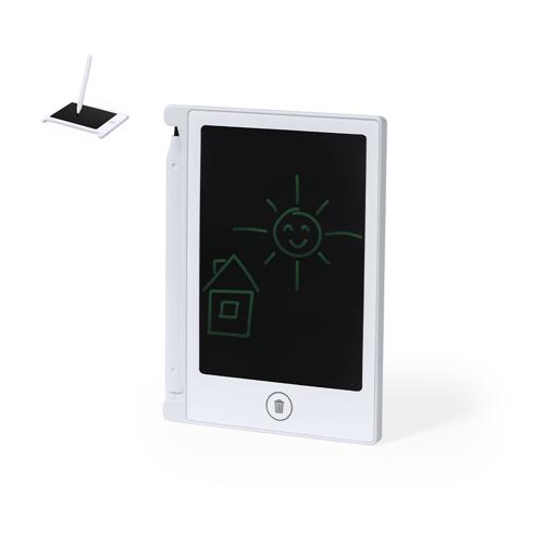 Tableta LCD para escritura en resistente material, con fijación magnética y soporte para el lápiz. Pantalla LCD de 4,5 pulgadas, con lápiz incluido, botón de bo