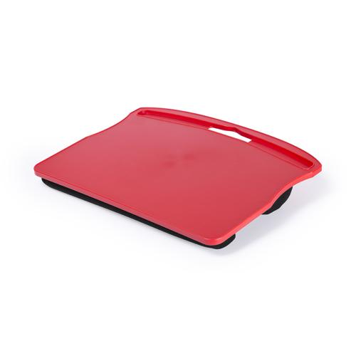 Práctico soporte para ordenador. Fabricado en material antideslizante, con marco de seguridad en los laterales. Zona de apoyo para las piernas con acolchado y a