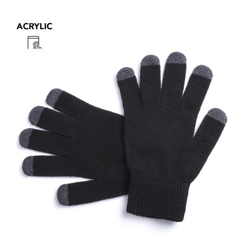 Práctico par de guantes para dispositivos con pantalla táctil de cálido y suave acabalado acrílico. Integran puntero en todos los dedos para experiencia táctil