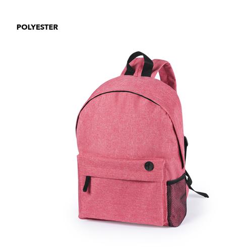 Mochila en resistente poliéster 600D de desenfadado diseño bicolor en variada gama de colores, con cierre de cremallera, bolsillo en frontal con salida para aur