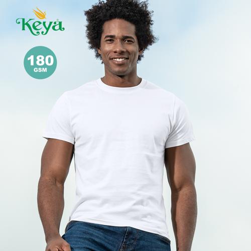 Camiseta para adulto Keya MC 180-OE. En material 100% algodón heavy de 180g/m2. Disponible en color blanco y en tallas S, M, L, XL, XXL, 3XL.