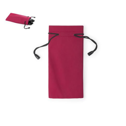 Funda paño limpiador para gafas en suave poliéster y amplia gama de divertidos colores. Con cordones autocierre.