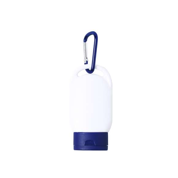 Crema de protección solar factor 30. Presentada en práctico bote de 30ml y acabado frosted. Disponible en variada gama de colores, con mosquetón de transporte a juego.