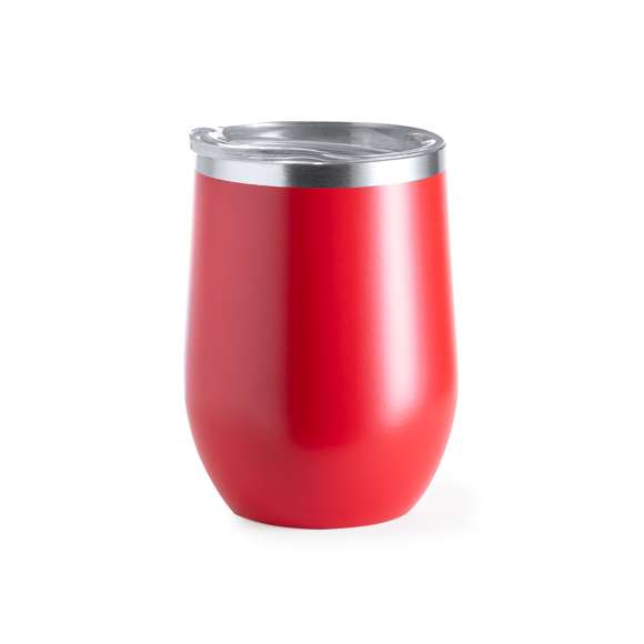 Vaso térmico de sobremesa fabricado en acero inox, con doble pared y 350ml de capacidad. Incluye tapa con dosificador y abrefácil. Disponible en variada gama de colores. Presentada en atractiva caja de diseño.
