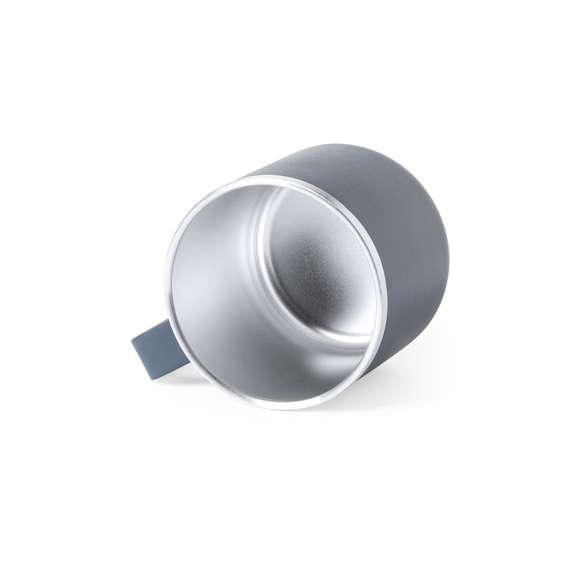 Taza de acero inox de doble capa y 350ml de capacidad, en elegante acabado bicolor. Presentada en caja individual.