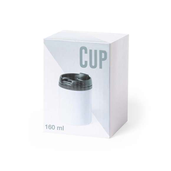 Vaso térmico de sobremesa fabricado en acero inox, de 160ml de capacidad. Incluye tapa con dosificador y abrefácil. Disponible en variada gama de colores metalizados. Presentada en atractiva caja de diseño.