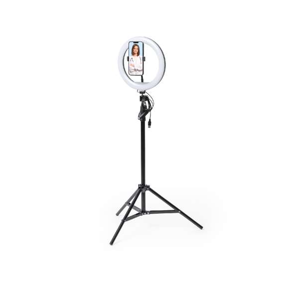 	Set de iluminación. Incluye anillo de luz, trípode de mesa, y trípode de suelo con altura regulable hasta 180cm. 120 ledes, con 3 posiciones de iluminación y 10 niveles de intensidad de luz regulable. Alimentación mediante conexión USB. Cable con controlador y disparador remoto incluidos. Presentado en atractiva caja de diseño.