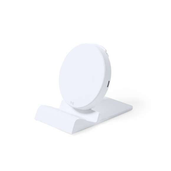 Cargador inalámbrico de carga rápida 15W. En elegante acabado blanco, con base de carga con altura regulable y función soporte para smartphone. Compatible con dispositivos equipados con tecnología de carga inalámbrica. Cable de carga Tipo C incluido, con amplia superficie de marcaje y presentado en atractiva caja de diseño. Disponible manual de instrucciones en español e inglés.  En cumplimiento con los requisitos de seguridad: Sistema de protección contra sobrecalentamiento.Sistema de protección contra sobrecarga.Sistema de bloqueo para evitar cortocircuitos.