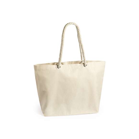 Bolsa fabricada en resistente algodón de 220g/m2, con asas de algodón en color blanco. De acabado cosido, con fuelle y asas largas de 90cm reforzadas. Disponible en variada gama de colores, con resistencia hasta 10kg de peso.
