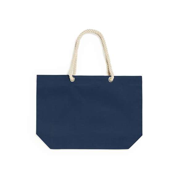 Bolsa fabricada en resistente algodón de 220g/m2, con asas de algodón en color blanco. De acabado cosido, con fuelle y asas largas de 90cm reforzadas. Disponible en variada gama de colores, con resistencia hasta 10kg de peso.