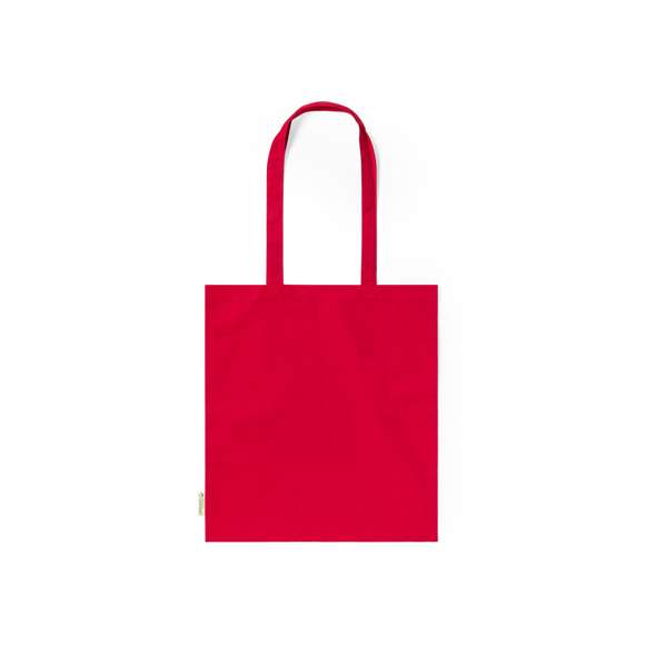 Bolsa fabricada en material100% algodón orgánico de 140g/m2. Con certificación GOTS (Global Organic Textile Standard, ó Norma Mundial de Textiles Orgánicos) que garantiza que los tejidos están hechos de fibras orgánicas. De acabaco cosido, con asas largas reforzadas de 70 cm y disponible en variada gama de colores. Resistencia hasta 8kg, incluida etiqueta con distintivo de algodón orgánico y hangtag en cartón reciclado.
