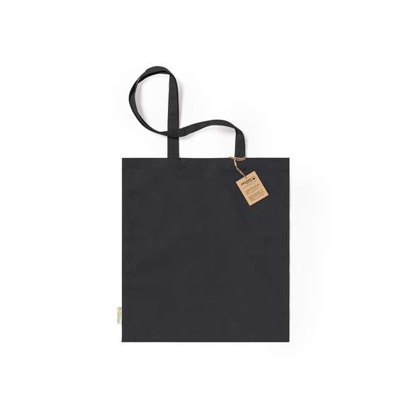 Bolsa fabricada en material100% algodón orgánico de 140g/m2. Con certificación GOTS (Global Organic Textile Standard, ó Norma Mundial de Textiles Orgánicos) que garantiza que los tejidos están hechos de fibras orgánicas. De acabaco cosido, con asas largas reforzadas de 70 cm y disponible en variada gama de colores. Resistencia hasta 8kg, incluida etiqueta con distintivo de algodón orgánico y hangtag en cartón reciclado.