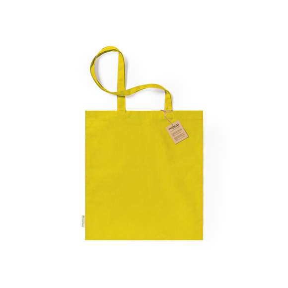 Bolsa fabricada en material100% algodón orgánico de 140g/m2. Con certificación GOTS (Global Organic Textile Standard, ó Norma Mundial de Textiles Orgánicos) que garantiza que los tejidos están hechos de fibras orgánicas. De acabaco cosido, con asas largas reforzadas de 70 cm y disponible en variada gama de colores. Resistencia hasta 8kg, incluida etiqueta con distintivo de algodón orgánico y hangtag en cartón reciclado.