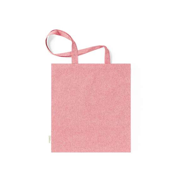 Bolsa fabricada en material100% algodón reciclado de 140g/m2. Certificación GRS (Global Recycled Standard / Estándar de Reciclaje Global), que garantiza el origen reciclado del material usado para fabricar el producto. De acabaco cosido, con asas largas reforzadas de 70 cm y disponible en variada gama de colores. Resistencia hasta 8kg, incluida etiqueta con distintivo de algodón reciclado.