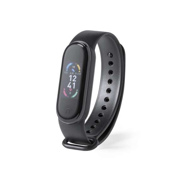 Brazalete inteligente multifunción de diseño deportivo, con batería de litio y conexión Bluetooth® 4.0, recargable mediante conexión USB -cable incluido-. Su cuerpo en material TPU y su pantalla a color TFT integrada de 0,96 pulgadas lo convierten en el gadget perfecto para todo tipo de actividades deportivas, de ocio y para el día a día. APP disponible para iOS y Android. Con monitorización de frecuencia cardíaca, presión arterial y multitud de funciones. Presentado en atractiva caja de diseño.