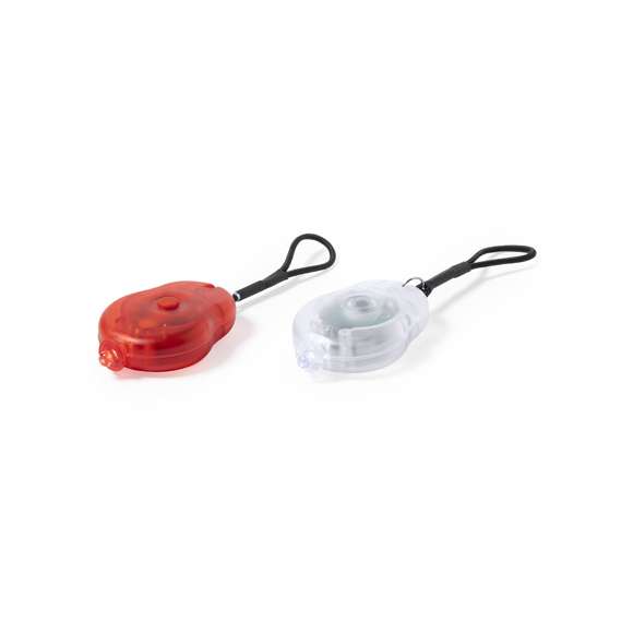 Set de luces de seguridad led para bici. Incluye 2 piezas, con dos posiciones de luz y presentadas en resistente estuche individual con cierre magnético. Alimentación a pilas de botón (incluidas).