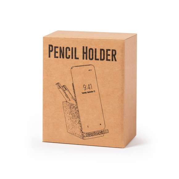 Lapicero de línea nature con soporte para smartphone integrado. Fabricado en corcho, para así fomentar el uso de las materias primas naturales, y presentado en atractiva caja de diseño eco.