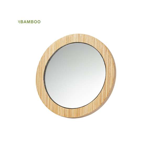 Espejo 1X de línea nature fabricado en bambú. Presentado en caja individual de diseño eco.