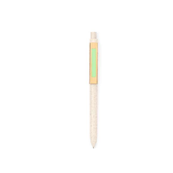 Set de bolígrafo y portaminas de línea nature. Fabricado en combinación de caña de trigo con clip en bambú, para así fomentar la utilización de materias primas naturales y reducir las emisiones contaminantes. Clip con amplia zona de marcaje. Bolígrafo en tinta azul y portaminas con 2 minas incluidas de 0,5mm. Presentado en estuche individual de cartón reciclado.Distintivo Wheat Straw en la parte superior del bolígrafo y portaminas.