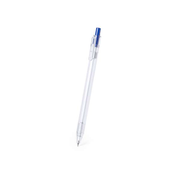 Bolígrafo de línea nature en material RPET, elaborado a partir de plástico reciclado para así fomentar la reutilización de residuos plásticos y ayudar a la sostenibilidad del planeta. De acabado translúcido y con pulsador disponible en variada gama de colores, con distintivo RPET en el cuerpo del bolígrafo. Especialmente diseñado para marcaje en tampografía, de mecanismo pulsador y con tinta azul.