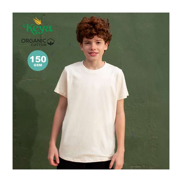 Camiseta para niños Keya Organic Natural. En material 100% algodón orgánico single jersey de 150g/m2 y acabado natural. Con certificación GOTS (Global Organic Textile Standard) que garantiza que los tejidos están hechos de fibras orgánicas. Distintivo ''organic'' en etiqueta. Disponible en tallas XS (5-6), S (7-8), M (10-11), L (12-13) y XL (14-15).