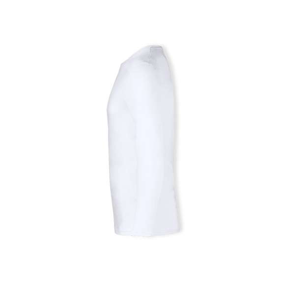 Camiseta adulto blanca Iconic Long Sleeve de Fruit Of The Loom. Manga larga, fabricada en material 100% algodón peinado Ring Spun de 140g/m2. De tacto suave y corte clásico, con cuello redondo estrecho de canalé 1x1 y tapeta a juego. Etiqueta fácilmente removible y disponible en tallas S, M, L, XL, XXL.