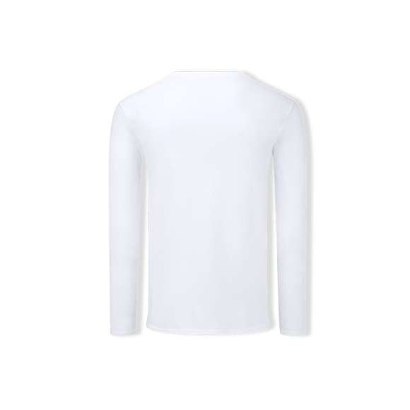 Camiseta adulto blanca Iconic Long Sleeve de Fruit Of The Loom. Manga larga, fabricada en material 100% algodón peinado Ring Spun de 140g/m2. De tacto suave y corte clásico, con cuello redondo estrecho de canalé 1x1 y tapeta a juego. Etiqueta fácilmente removible y disponible en tallas S, M, L, XL, XXL.