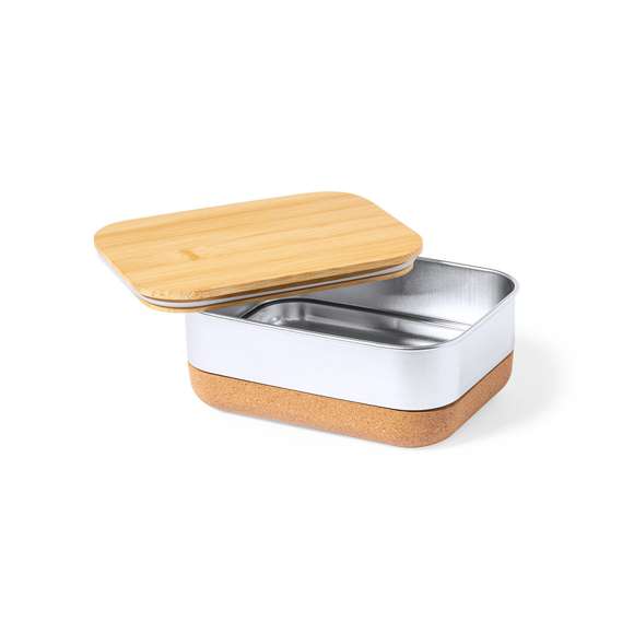 Fiambrera Limited Edition. Un fascinante diseño que conjuga diseño, funcionalidad y sostenibilidad. Compuesto por un compartimento principal en acero inox de 1 litro de capacidad, tapa hermética en bambú y base en corcho natural. Incluye cinta de seguridad.  De la perfecta combinación entre exclusividad y diseño, nace Limited Edition, una colección especial de ideas promocionales de edidición limitada. Un nuevo concepto, inspirado en la fusión de artículos premium con las últimas y más novedosas tendencias y que cuenta con una seleción limitada de unidades, convirtiendo así un regalo en una experiencia única e inolvidable.  Exclusivo estuche de presentación Limited Edition, con diseño protegido por derechos de propiedad industrial.  Incluida tarjeta con descripción de Limited Edition en cartón reciclado.