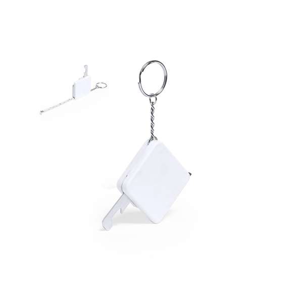 Flexómetro 1 m en resistente ABS blanco, con abridor metálico integrado en cuerpo. Con amplia superficie de marcaje y anilla metálica cromada. Hoja con medidas en centímetros y pulgadas