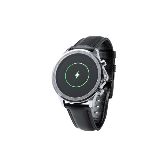 Reloj inteligente multifunción de diseño casual, con conexión Bluetooth®. Elegante caja de diseño circular y correa en piel. Pantalla TFT táctil de 1,32 pulgadas y batería de 230 mAh, que lo convierten en el gadget perfecto para todo tipo de actividades deportivas, de ocio y para el día a día.  Multitud de funciones disponibles, interfaz multilenguaje y resistente a salpicaduras de agua, con APP disponible para iOS y Android. Presentado en caja individual de diseño, con manual de instrucciones en español e inglés.