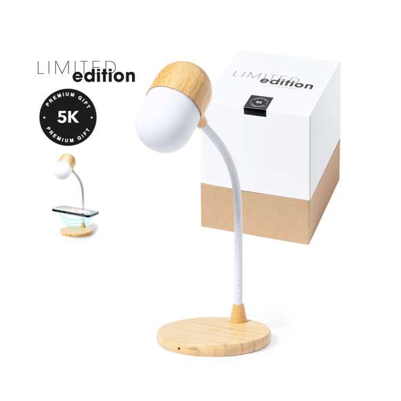 Lámpara Multifunción Limited Edition con función cargador y altavoz. Un moderno y sostenible diseño de calidad premium fabricado en bambú. Con cargador inalámbrico de 10W y altavoz Bluetooth de 3W de potencia integrados. Lámpara con 14 LEDES, 3 tipos de luz (cálida, natural y fría) e intensidad regulable. Ajustable en posición y altura. Compatible con dispositivos móviles de carga inalámbrica, con cable cargador micro USB de 100cm. Disponible manual de instrucciones en Español e Inglés.  De la perfecta combinación entre exclusividad y diseño, nace Limited Edition, una colección especial de ideas promocionales de edidición limitada. Un nuevo concepto, inspirado en la fusión de artículos premium con las últimas y más novedosas tendencias y que cuenta con una seleción limitada de unidades, convirtiendo así un regalo en una experiencia única e inolvidable.  Exclusivo estuche de presentación Limited Edition, con diseño protegido por derechos de propiedad industrial.  Incluida tarjeta con descripción de Limited Edition en cartón reciclado.