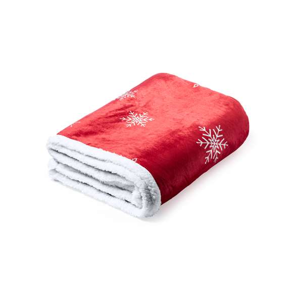 Suave y cálida manta de 125x160cm con decoración navideña. Fabricada en combinación de materiales coral fleece y sherpa de 380g/m2, muy confortables y acogedores. Presentada en cinta con lámina para fácil impresión.