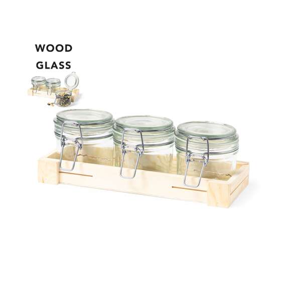  	Set de 3 Tarros de Cristal con 230 ml de capacidad. Complementos versátiles para organizar tu casa, cocina, despensa… según tus gustos y necesidades. Fabricados en cristal, y con cierres a presión de acero inoxidable, una combinación de materiales que ofrecen gran resistencia y durabilidad. Presentados en bandeja de madera y en caja individual de diseño eco.