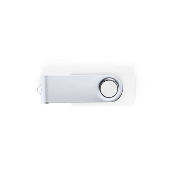 Memoria USB de 8GB de capacidad. Con mecanismo giratorio, cuerpo de suave acabado en ABS y clip metálico. Disponible en variada gama de colores y presentada en estuche individual plateado con ventana.