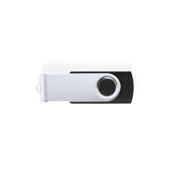 Memoria USB de 8GB de capacidad. Con mecanismo giratorio, cuerpo de suave acabado en ABS y clip metálico. Disponible en variada gama de colores y presentada en estuche individual plateado con ventana.