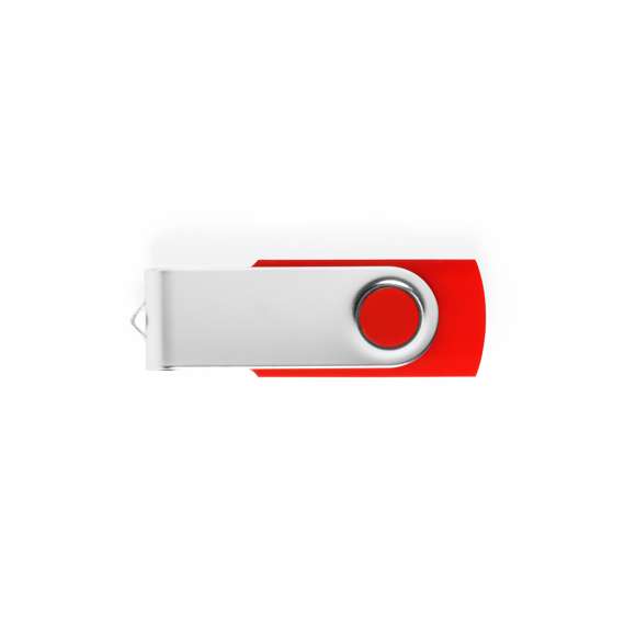 Memoria USB de 8GB de capacidad. Con mecanismo giratorio, cuerpo de suave acabado en ABS y clip metálico. Disponible en variada gama de colores y presentada en estuche individual plateado con ventana.